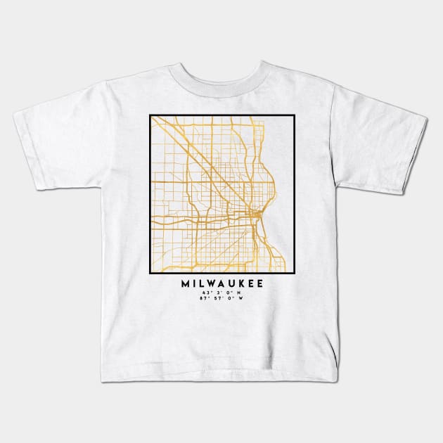 MILWAUKEE WISCONSIN CITY STREET MAP ART Kids T-Shirt by deificusArt